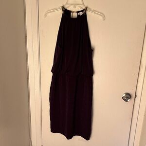 Chic Halter Midi Dress in Deep Purple